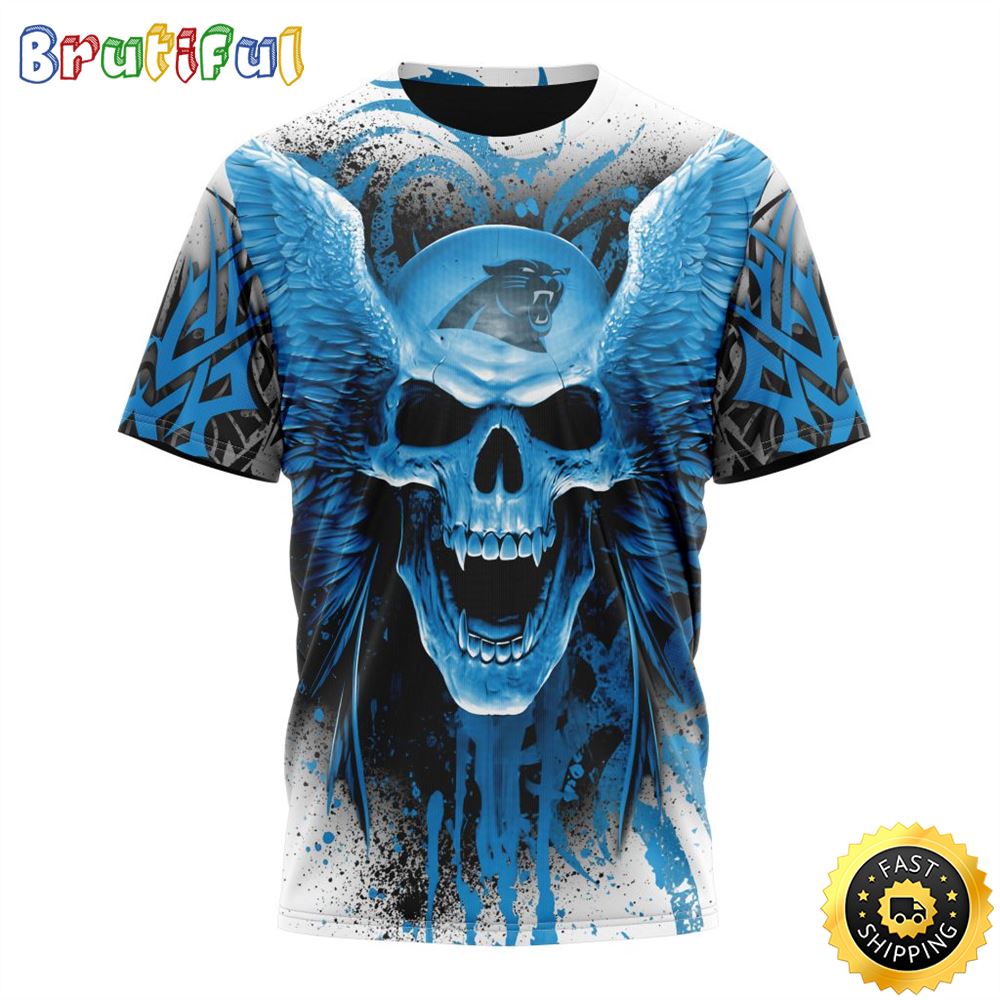 NFL Carolina Panthers 3D T Shirt All Over Print Special Kits With Skull Stylish Team Apparel