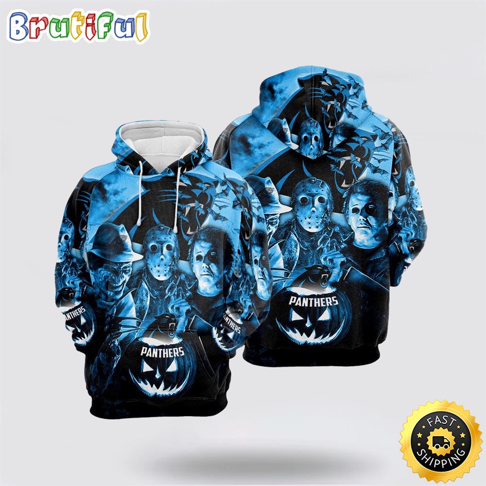 NFL Carolina Panthers All Over Print 3D Hoodie Halloween Horror Night Gift For Football Fans