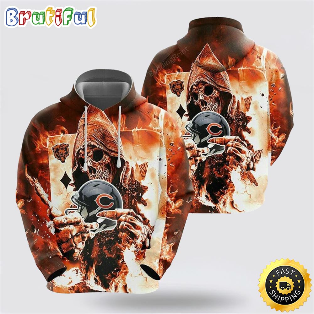 NFL Chicago Bears 3D Hoodie All Over Print Shirts Skull Unmatched Style And Comfort