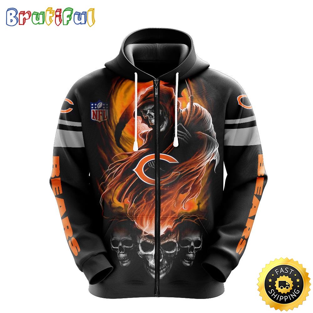 NFL Chicago Bears 3D Hoodie All Over Print Skull Elevate Your Game