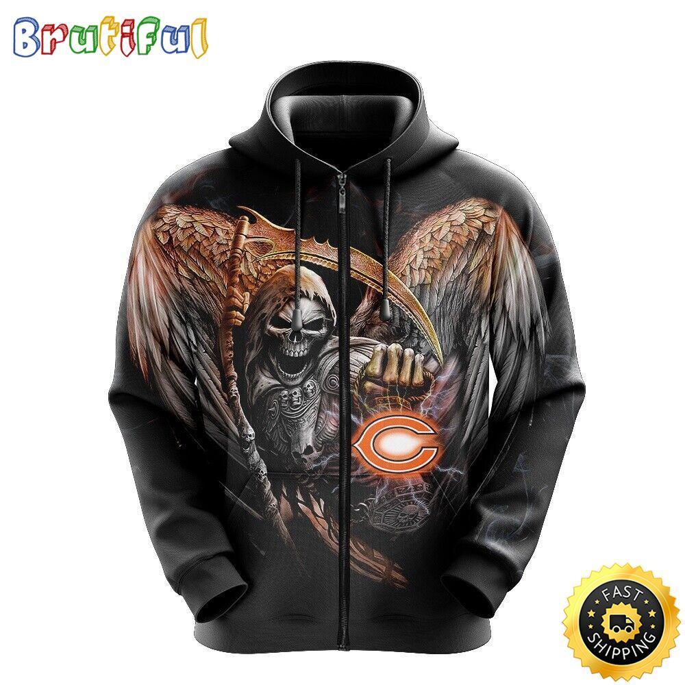 NFL Chicago Bears 3D Hoodie All Over Print Skull Game Day Essential