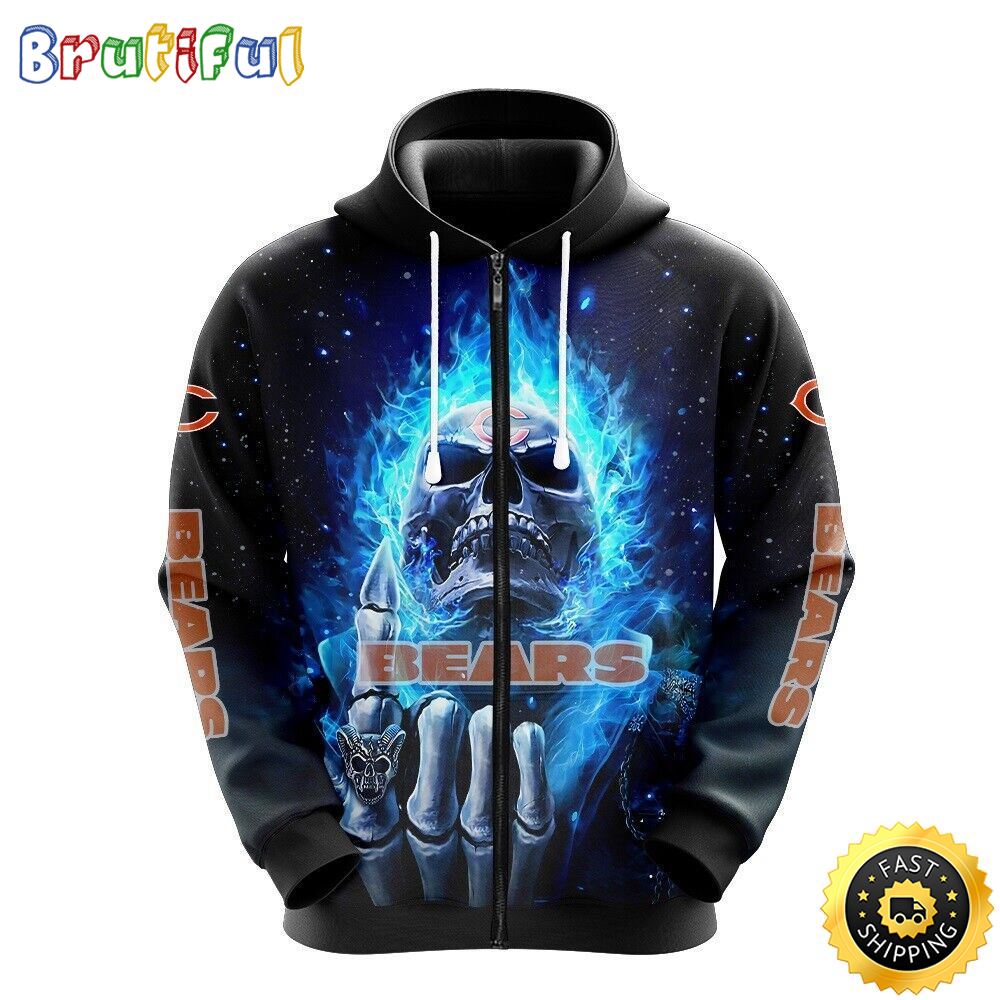 NFL Chicago Bears 3D Hoodie All Over Print Skull Ultimate Fan Gear