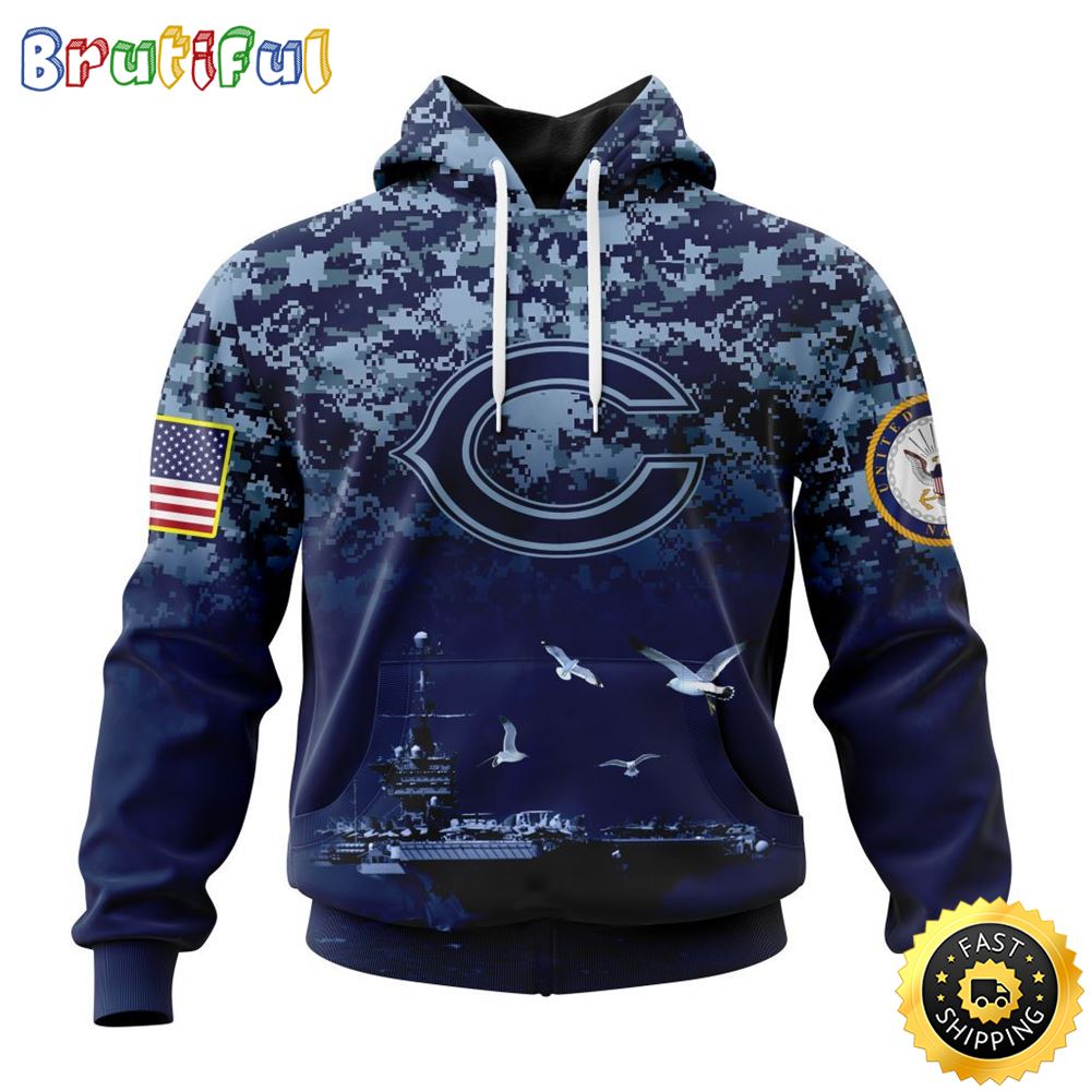 NFL Chicago Bears 3D Hoodie Honor US Navy Veterans Stylish Gear For Fans