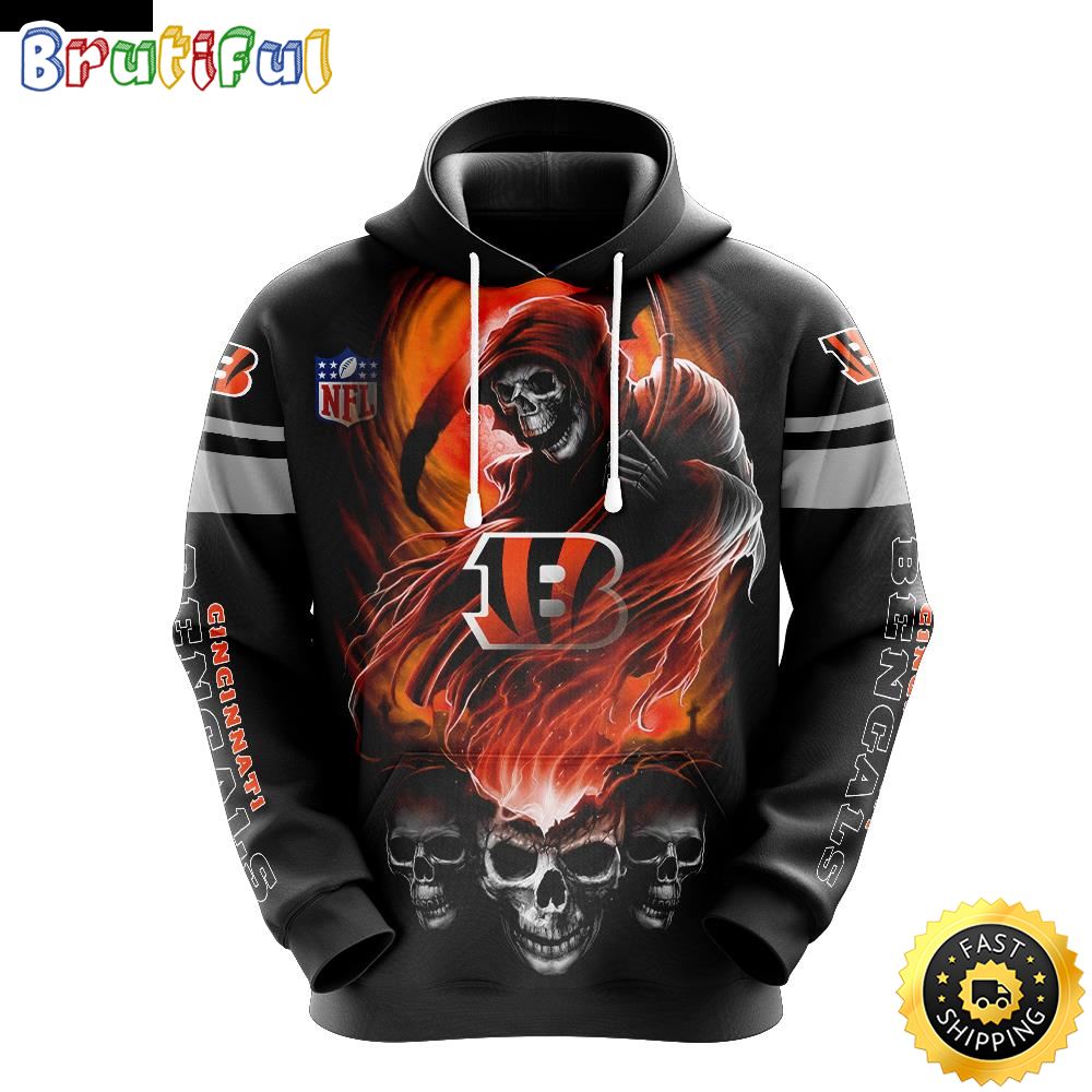 NFL Cincinnati Bengals 3D Hoodie All Over Print Skull Embrace Team Pride