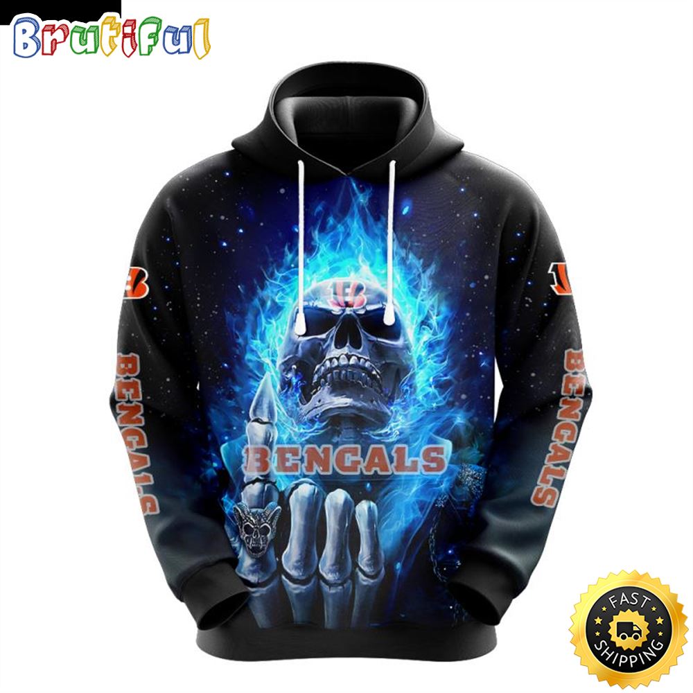 NFL Cincinnati Bengals 3D Hoodie All Over Print Skull Show Your Team Spirit