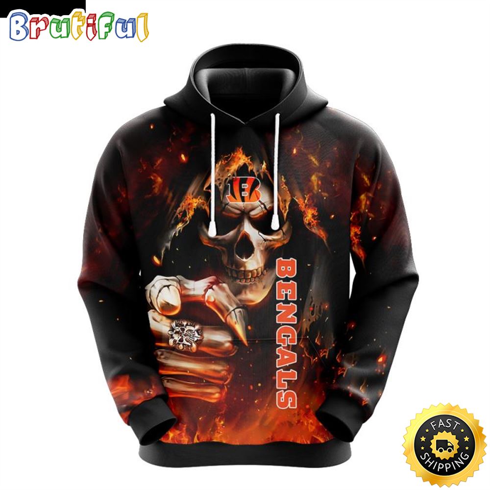 NFL Cincinnati Bengals 3D Hoodie All Over Print Skull Stay Cozy and Stylish