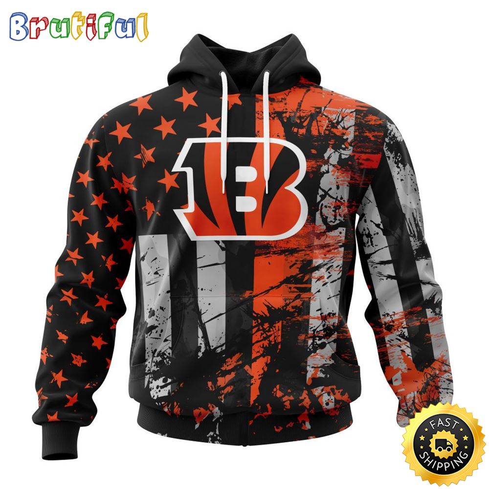 NFL Cincinnati Bengals 3D Hoodie Classic Grunge American Flag Stylish Warmth For Fans