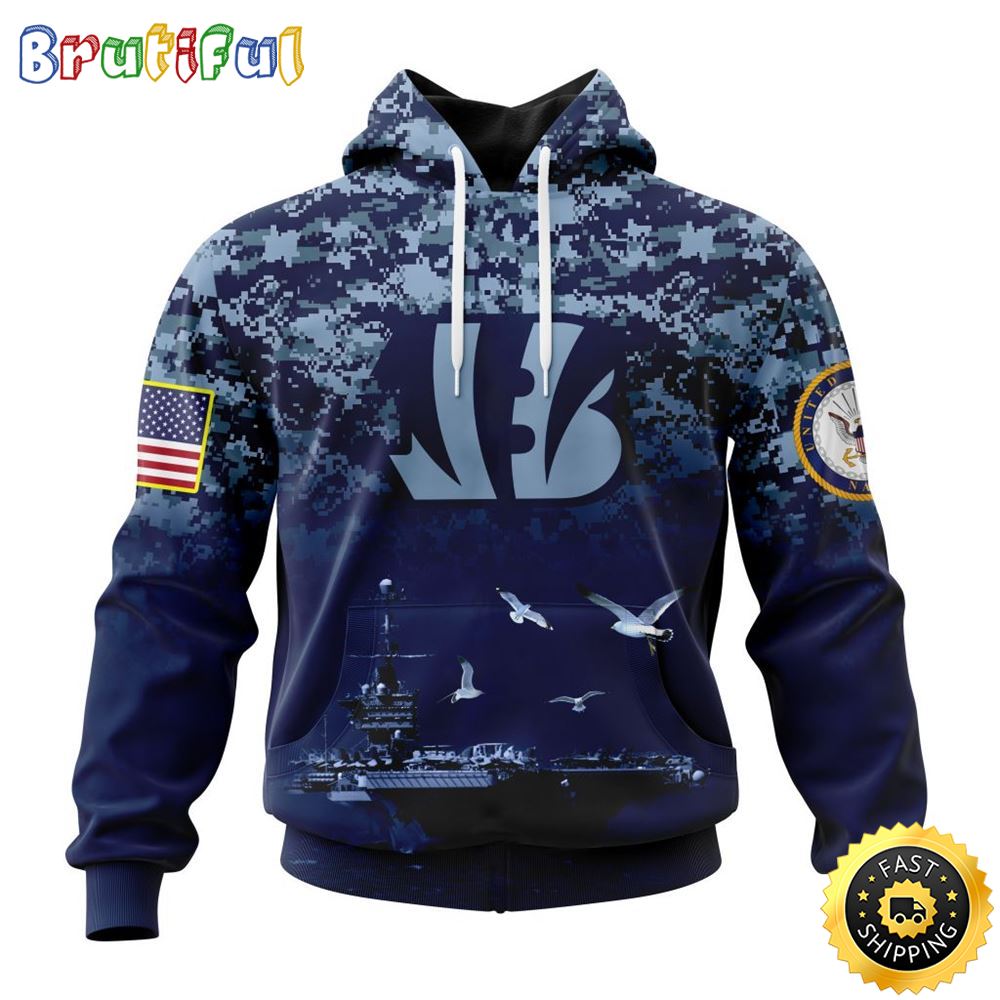 NFL Cincinnati Bengals 3D Hoodie Honor US Navy Veterans Stylish Gear For Fans