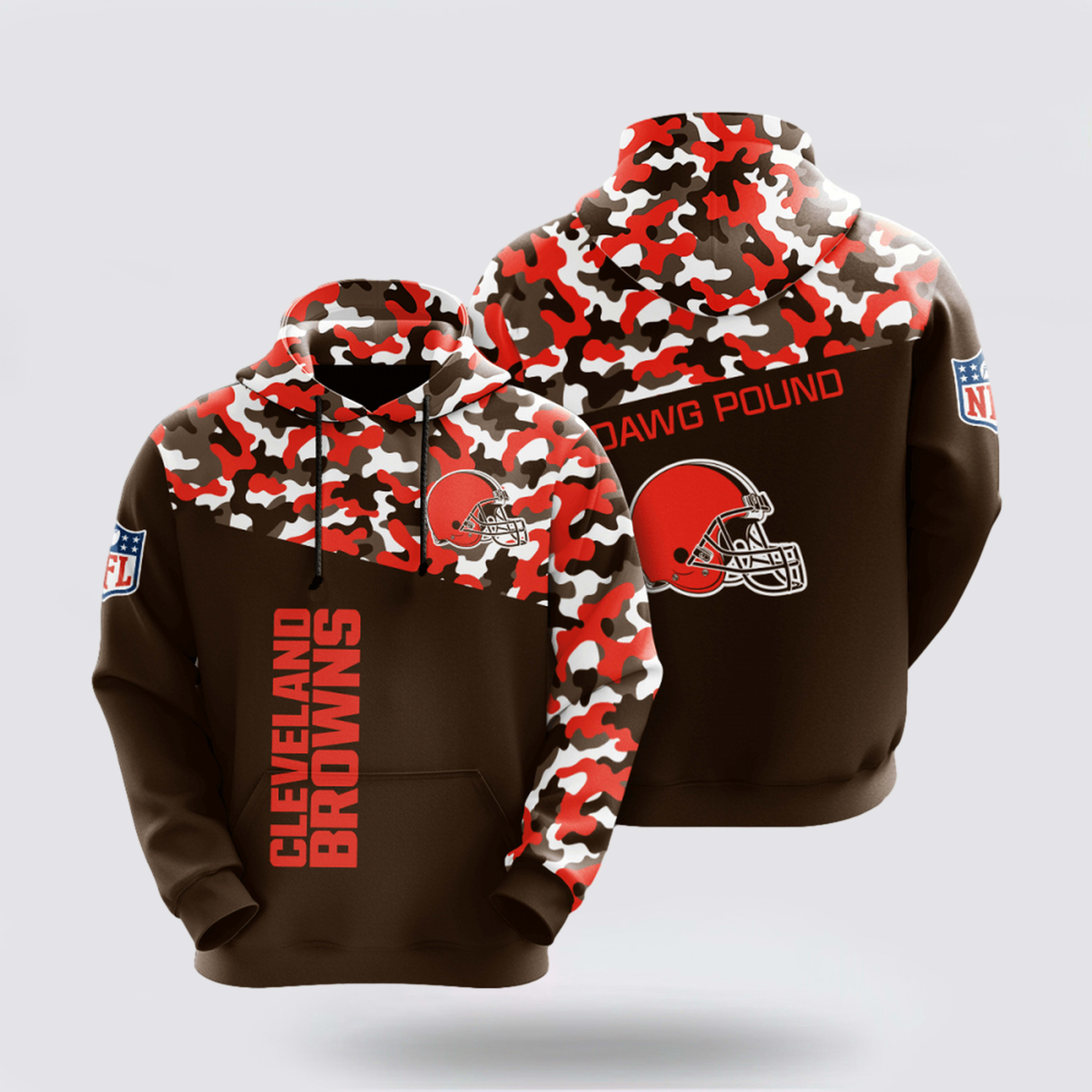 NFL Cleveland Browns 3D Hoodie All Over Print Shirts Show Your Team Spirit