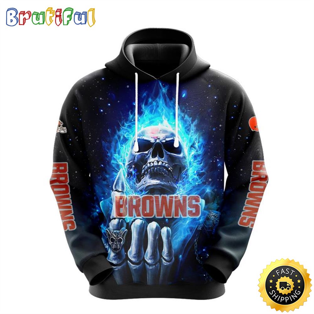 NFL Cleveland Browns 3D Hoodie All Over Print Skull Elevate Your Game