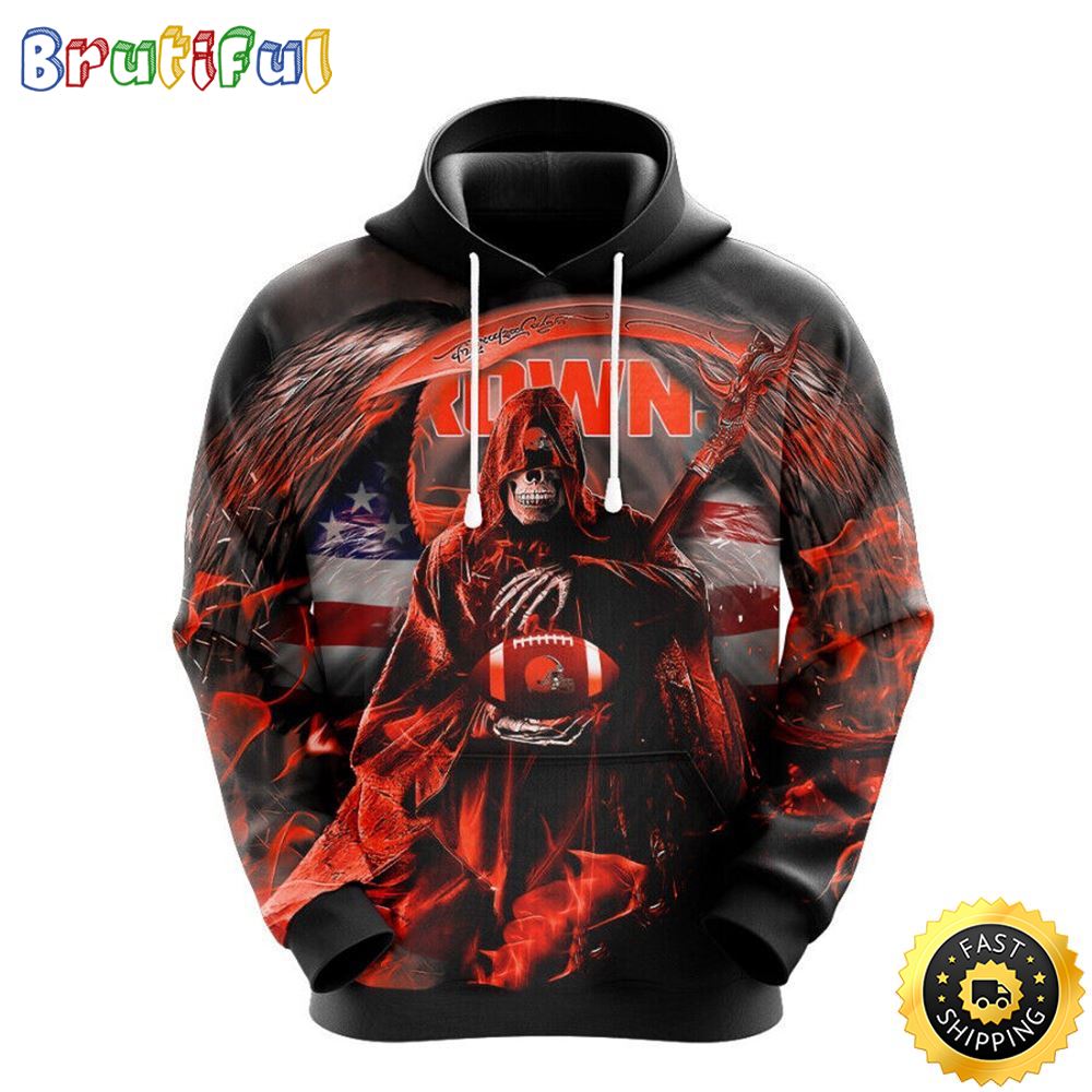 NFL Cleveland Browns 3D Hoodie All Over Print Skull Stay Cozy and Stylish