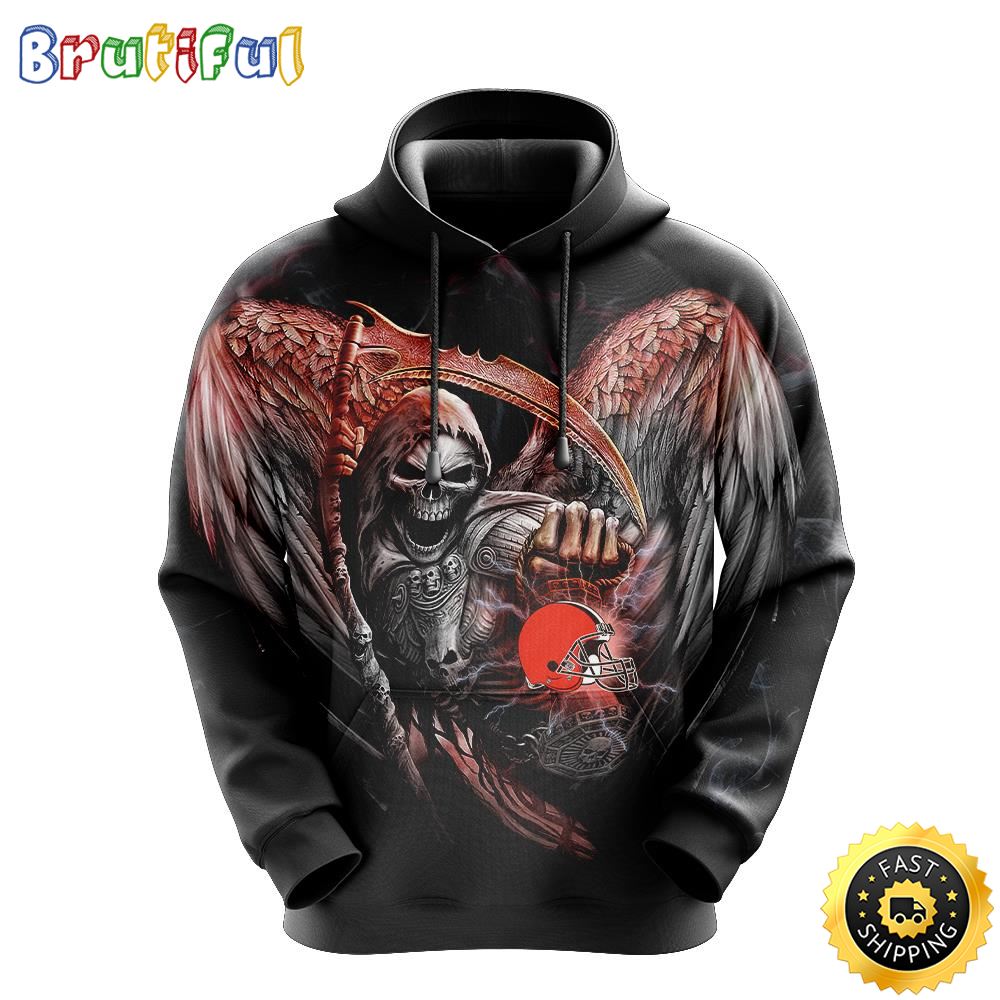 NFL Cleveland Browns 3D Hoodie All Over Print Skull Ultimate Fan Gear