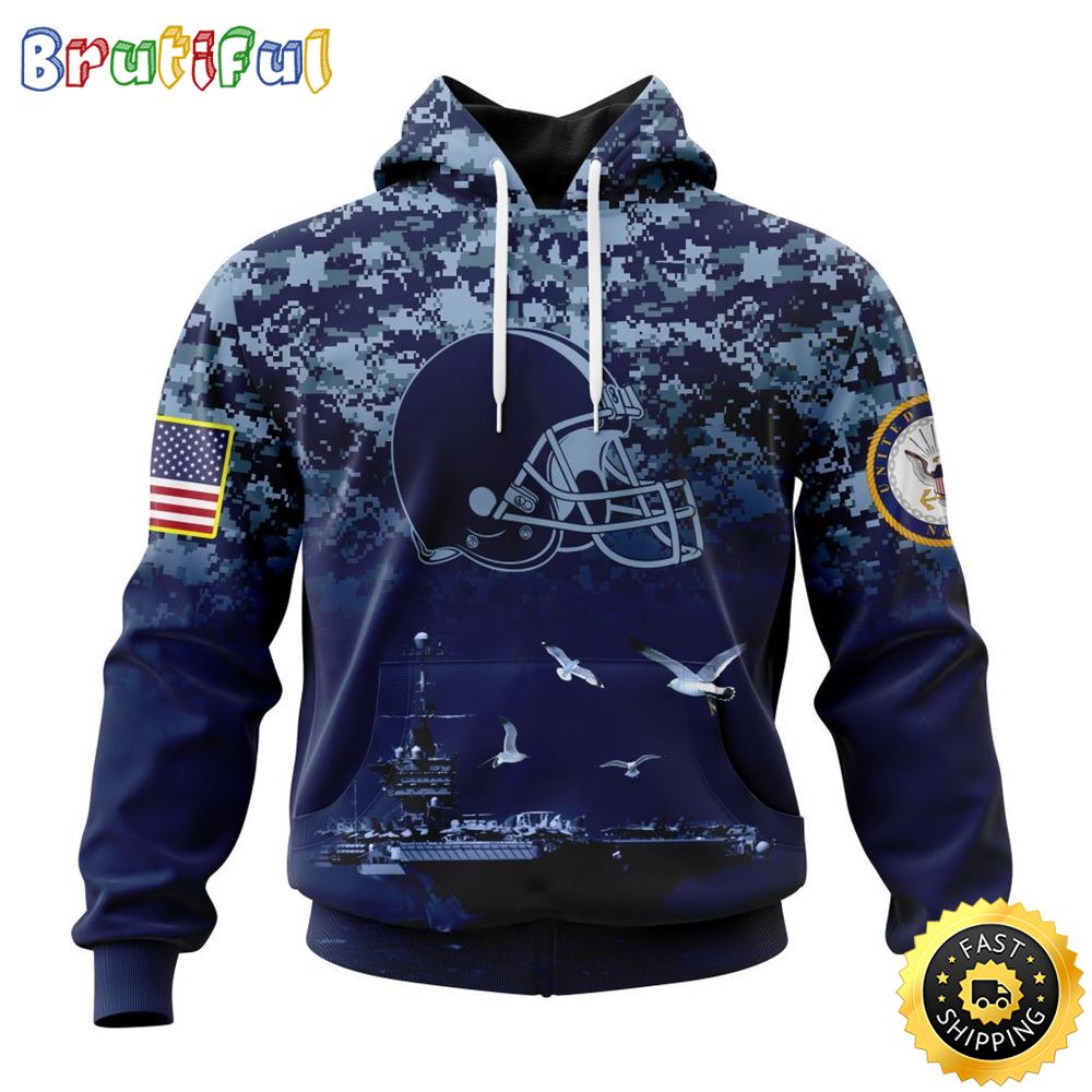 NFL Cleveland Browns 3D Hoodie Honor US Navy Veterans Stylish Gear For Fans