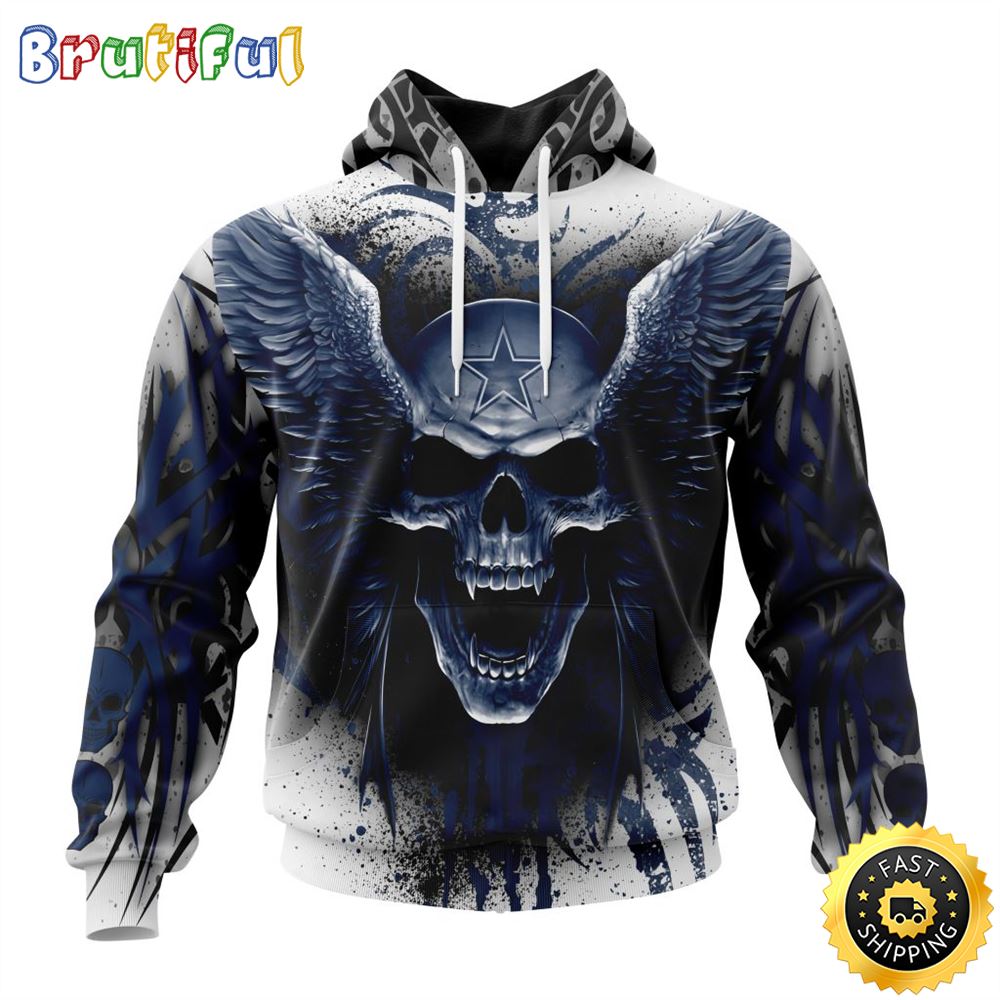 NFL Dallas Cowboys 3D Hoodie All Over Print Special Kits With Skull Unite In Team Colors