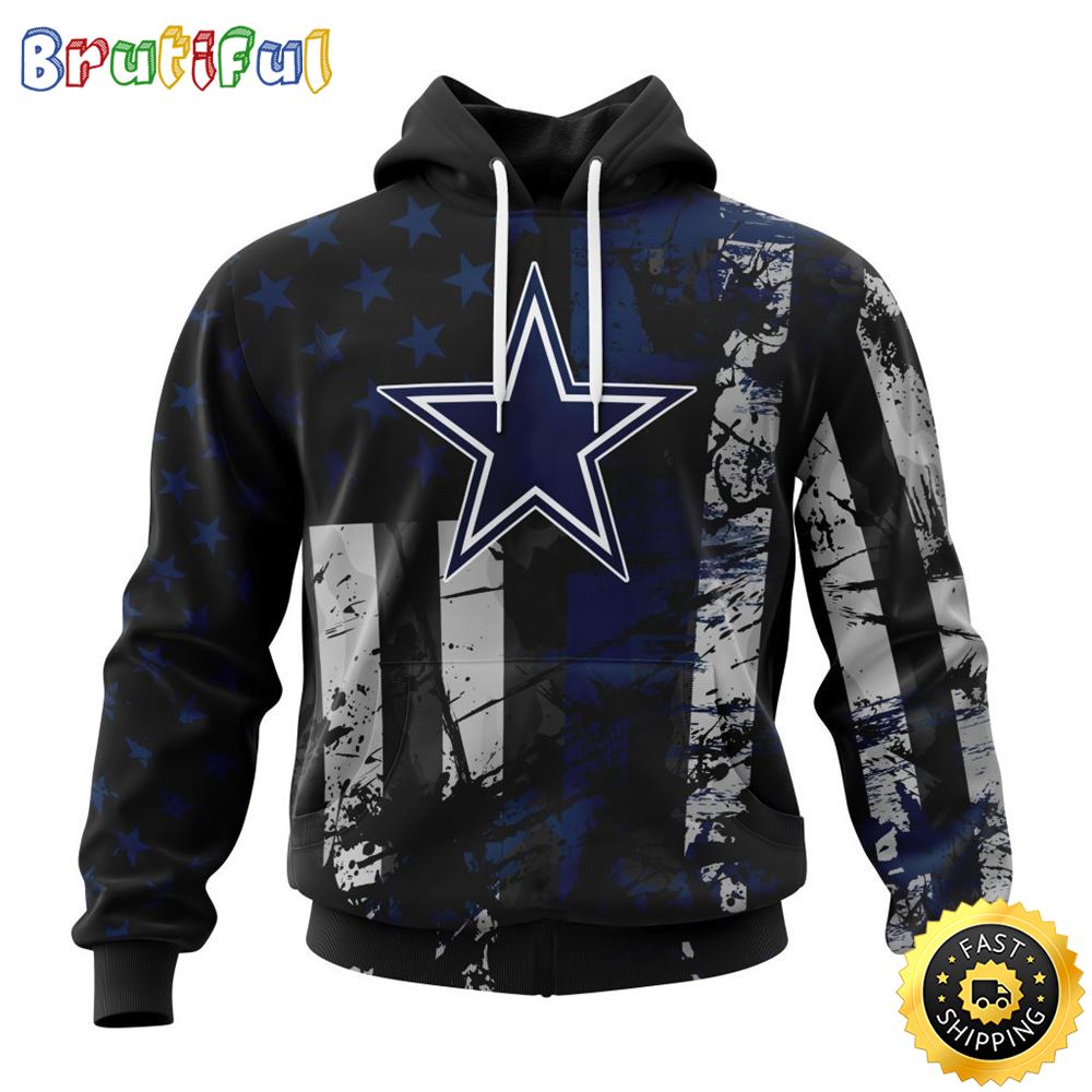 NFL Dallas Cowboys 3D Hoodie Classic Grunge American Flag Stylish Warmth For Fans