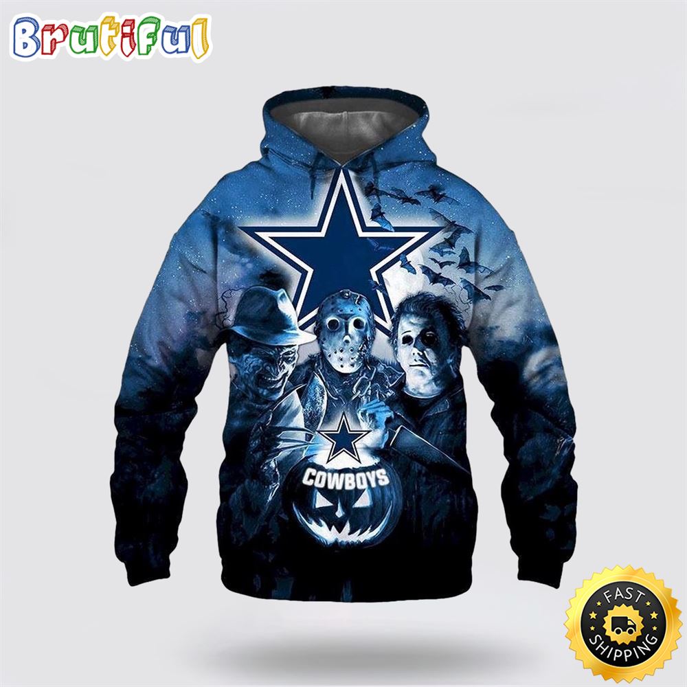 NFL Dallas Cowboys All Over Print 3D Hoodie Horror Night Gift For Football Fans