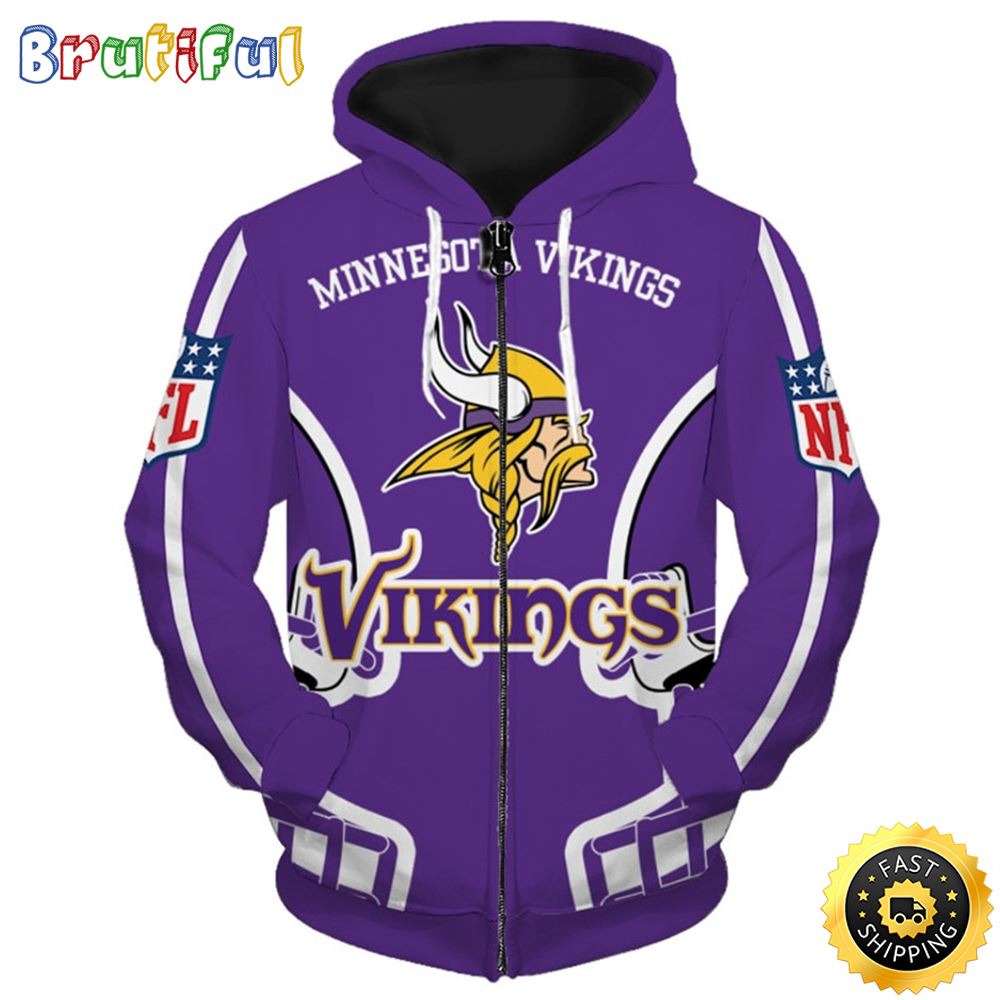 N.F.L.Minnesota Vikings And Vikings Logos 3D Hoodie All Over Print Shirts