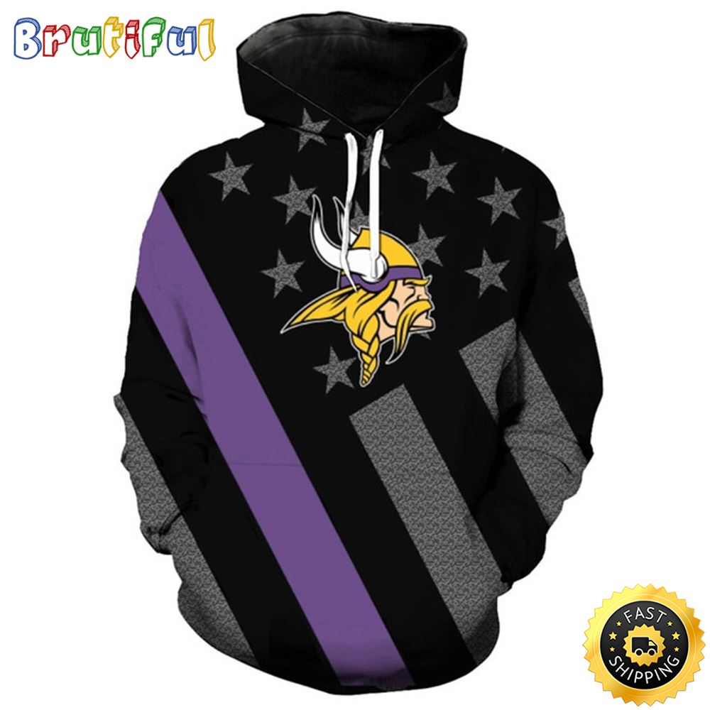 N.F.L.Minnesota Vikings Patriotic 3D Hoodie All Over Print Shirts