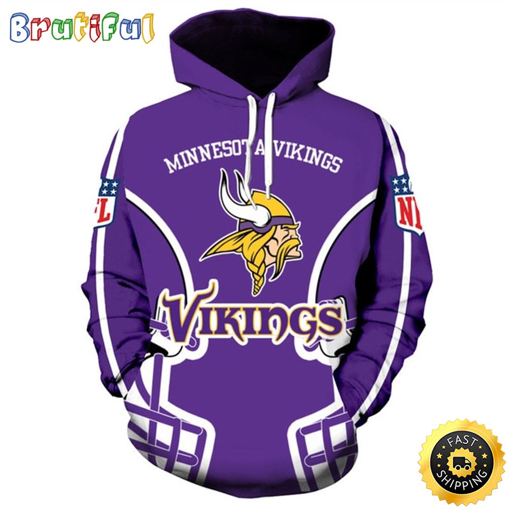 N.F.L.Minnesota Vikings Pullover & Vikings Logo 3D Hoodie All Over Print Shirts