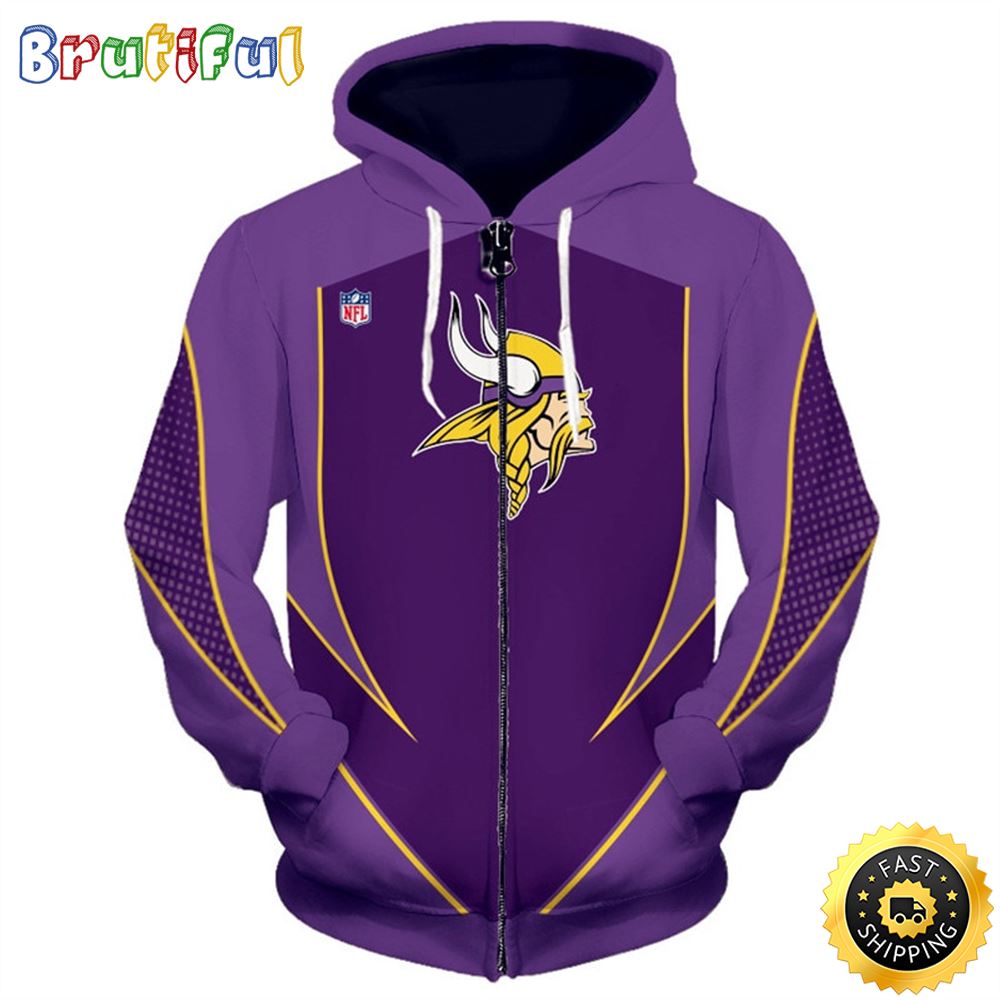 N.F.L.Minnesota Vikings Team & Vikings Logo 3D Hoodie All Over Print Shirts