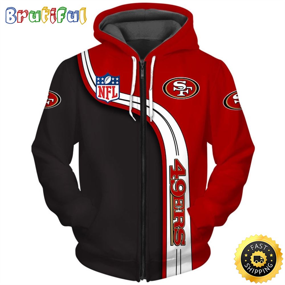 N.F.L.San Francisco 49ers Fashion Zippered Team Hoodies