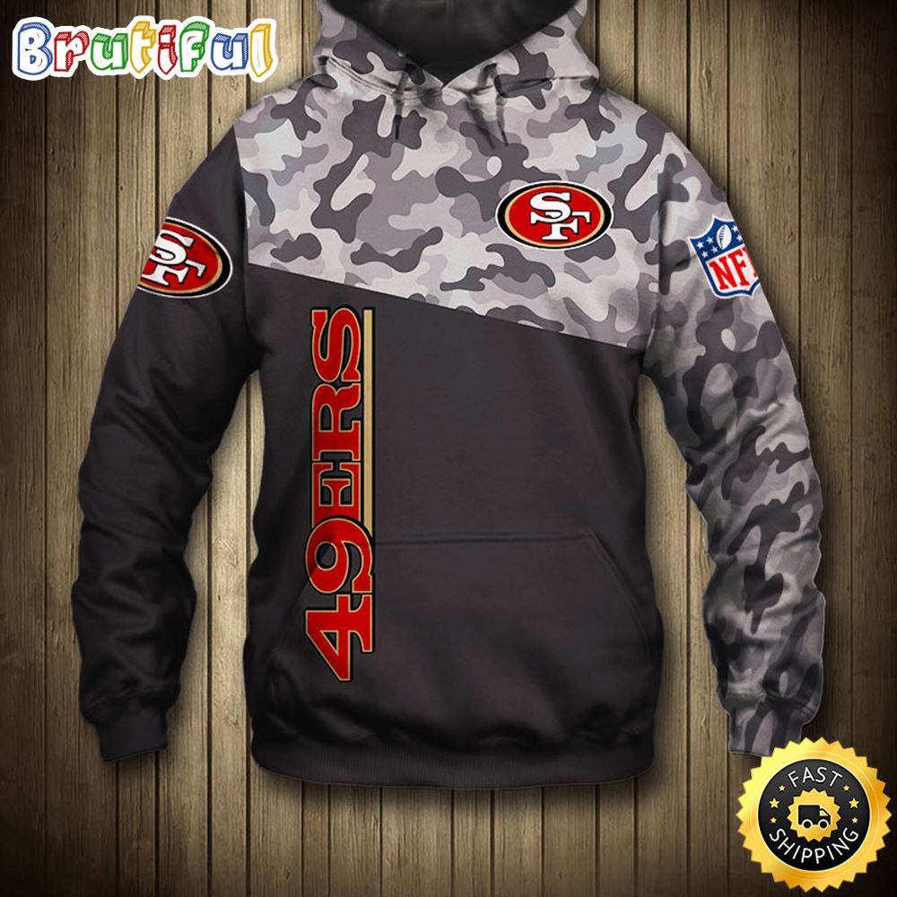 N.F.L.San Francisco 49ers Official Logos Camo Design Pullover All Over Print Shirt