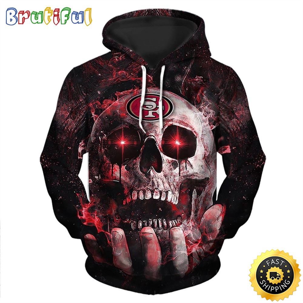 N.F.L.San Francisco 49ers Team Pullover Neon Skull Hoodies