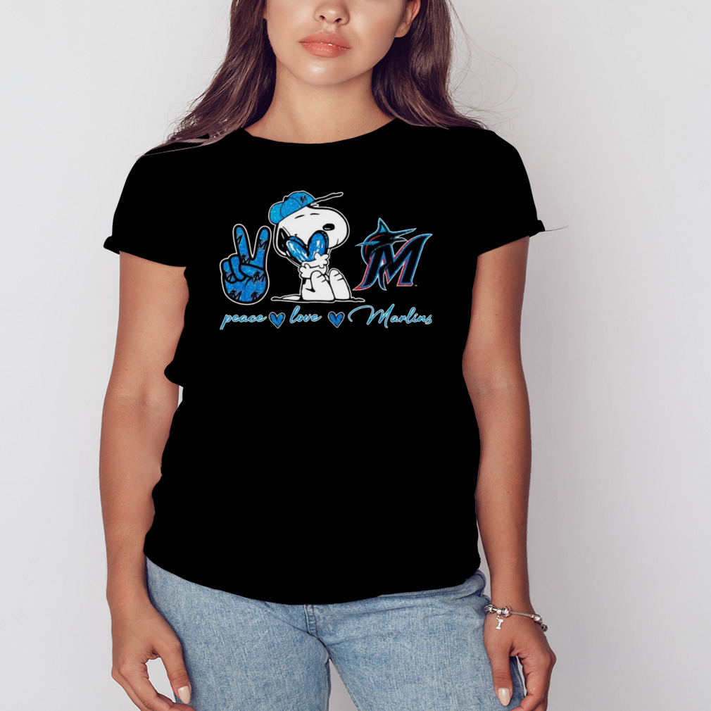 Miami Marlins Peace Love Marlins Snoopy shirt 2 Women's tshirt