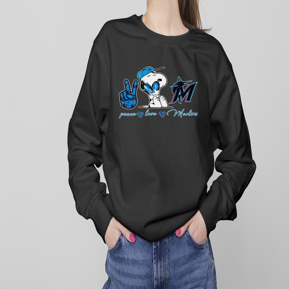 Miami Marlins Peace Love Marlins Snoopy Shirt, hoodie, longsleeve,  sweatshirt, v-neck tee