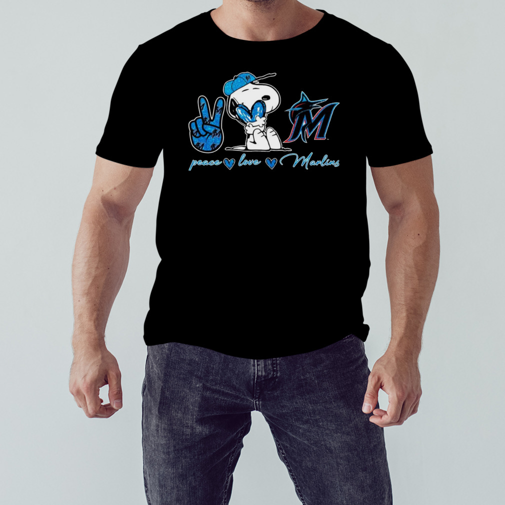 Miami Marlins Peace Love Marlins Snoopy Shirt, hoodie, longsleeve,  sweatshirt, v-neck tee