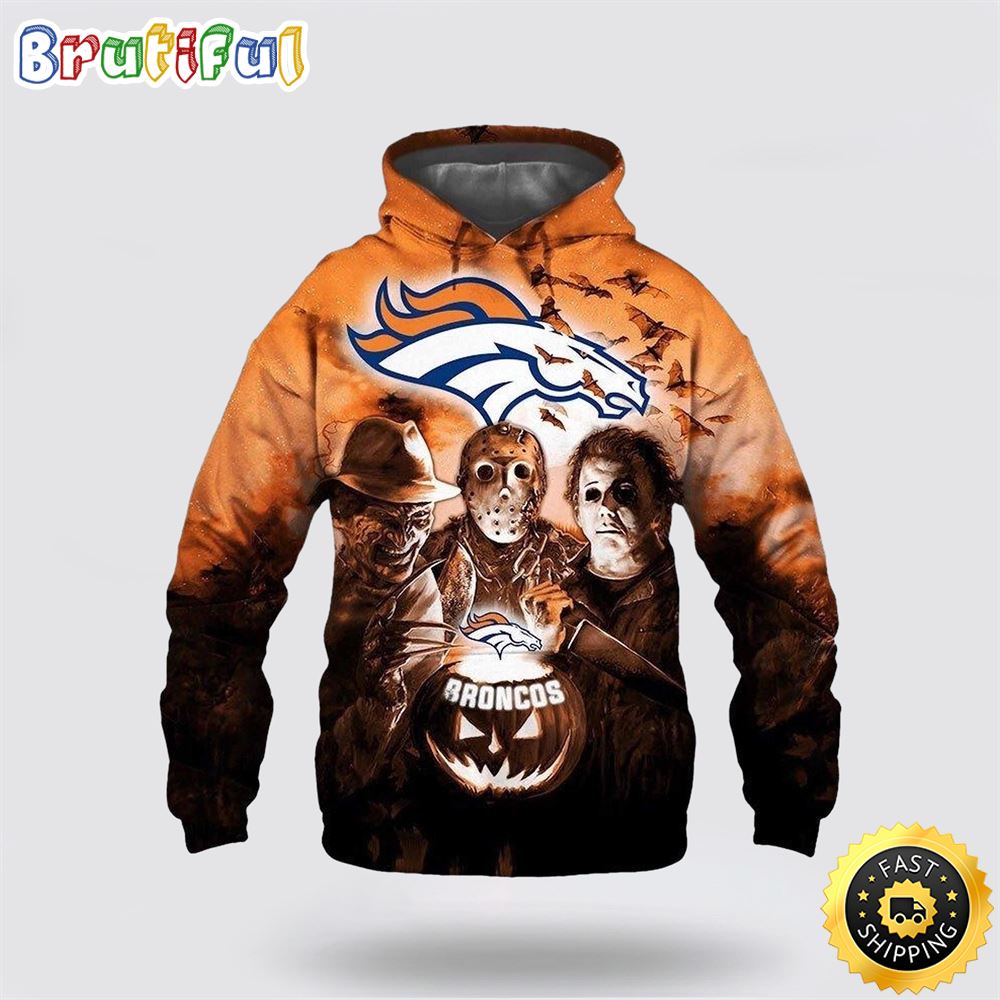 NFL Denver Broncos All Over Print 3D Hoodie Halloween Horror Night Gift For  Football Fans - Trend Tee Shirts Store