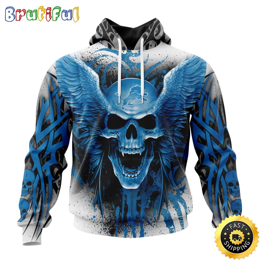 NFL Detroit Lions 3D Hoodie All Over Print Special Kits With Skull Unite In Team Colors