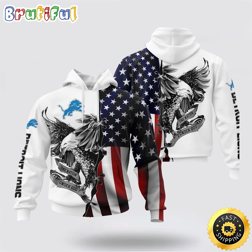 NFL Detroit Lions 3D Hoodie Usa Flag Eagle Score Big On Game Day