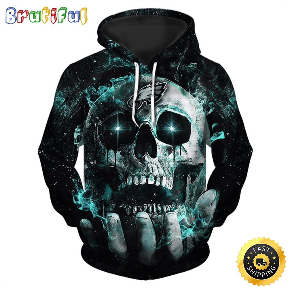 NFL EaglesNeon Skull 3D Hoodie All Over Print Shirt