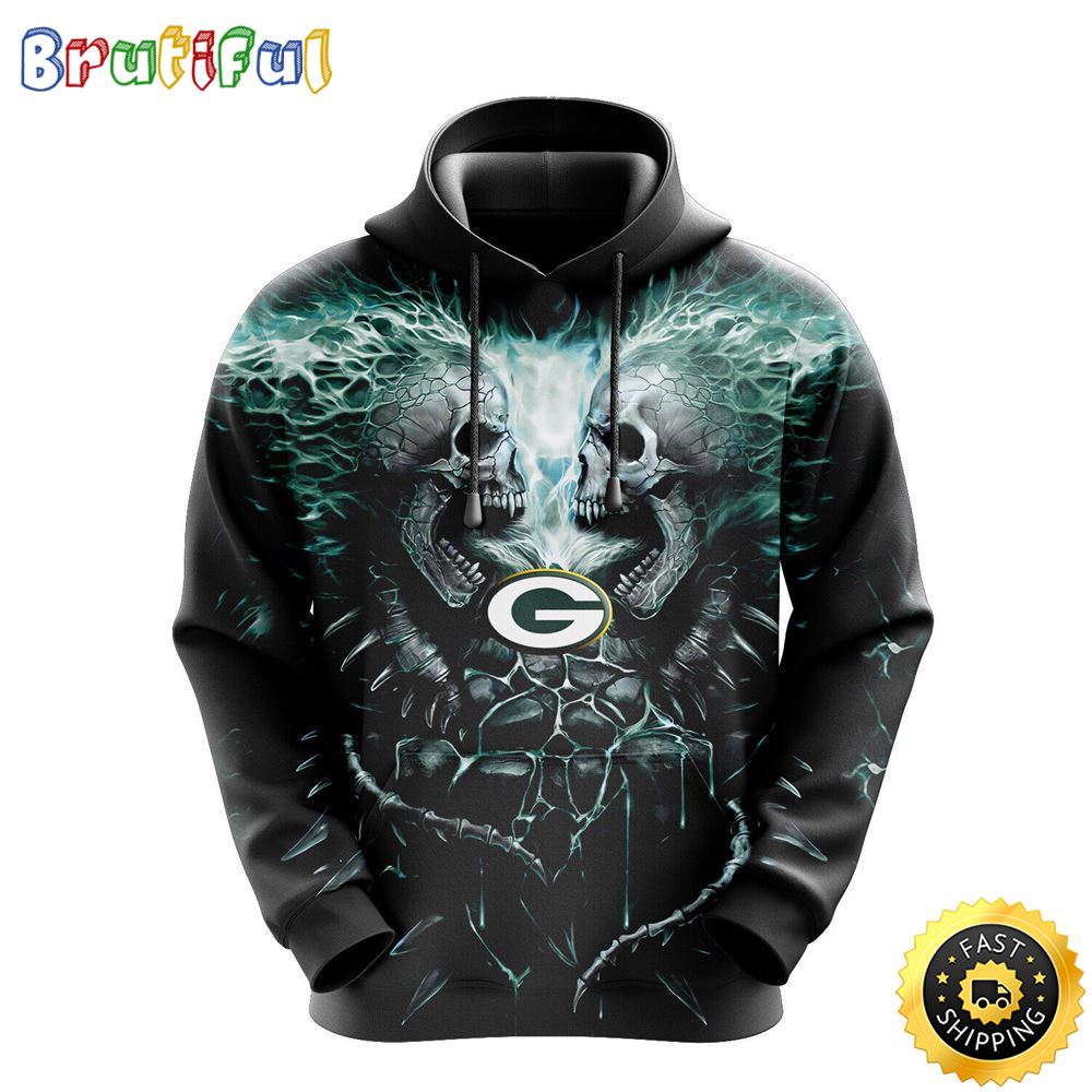 NFL Green Bay Packers 3D Hoodie All Over Print Skull Game Day Essential