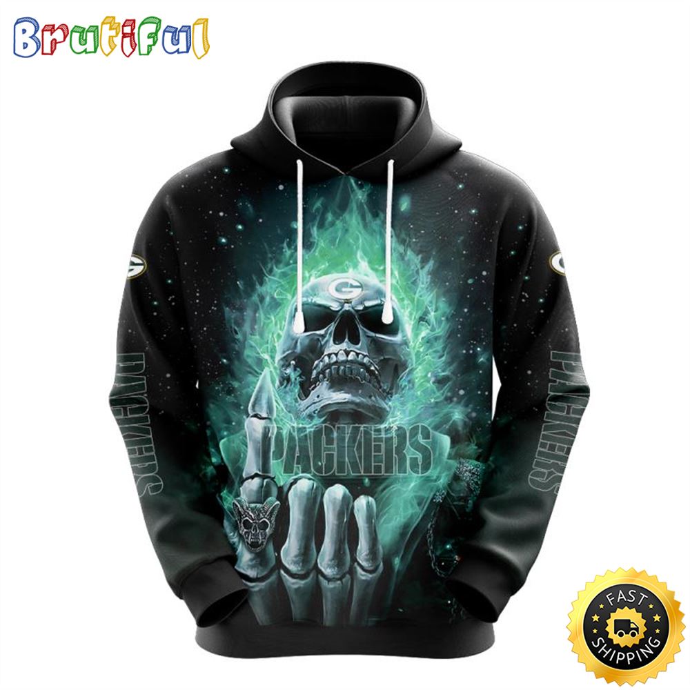 NFL Green Bay Packers 3D Hoodie All Over Print Skull Show Your Team Spirit