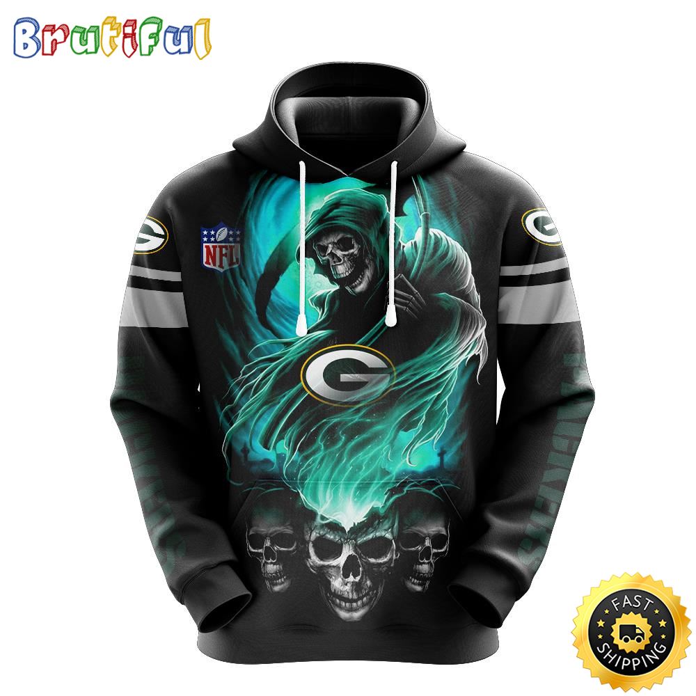 NFL Green Bay Packers 3D Hoodie All Over Print Skull Stand Out In The Crowd