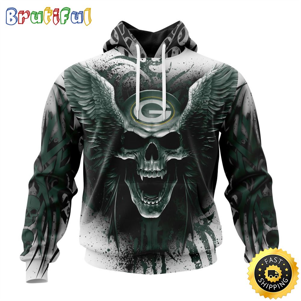 NFL Green Bay Packers 3D Hoodie All Over Print Special Kits With Skull Unite In Team Colors