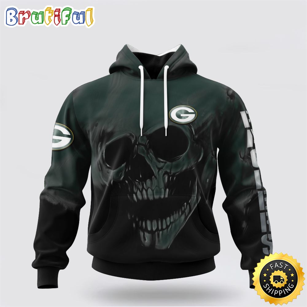 NFL Green Bay Packers 3D Hoodie Printed Halloween Skull Custom Name And Number Show Team Pride