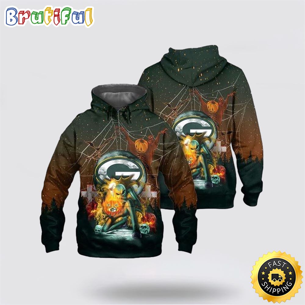 NFL Green Bay Packers All Over Print 3D Hoodie Horror Apparel Gift For Football Fans