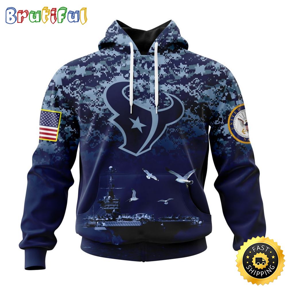 NFL Houston Texans 3D Hoodie Honor US Navy Veterans Stylish Gear For Fans