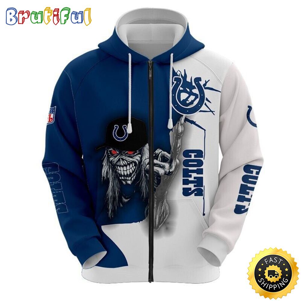 NFL Indianapolis Colts 3D Hoodie All Over Print Skull Embrace Team Pride