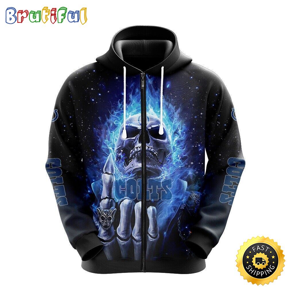 NFL Indianapolis Colts 3D Hoodie All Over Print Skull Game Day Essential