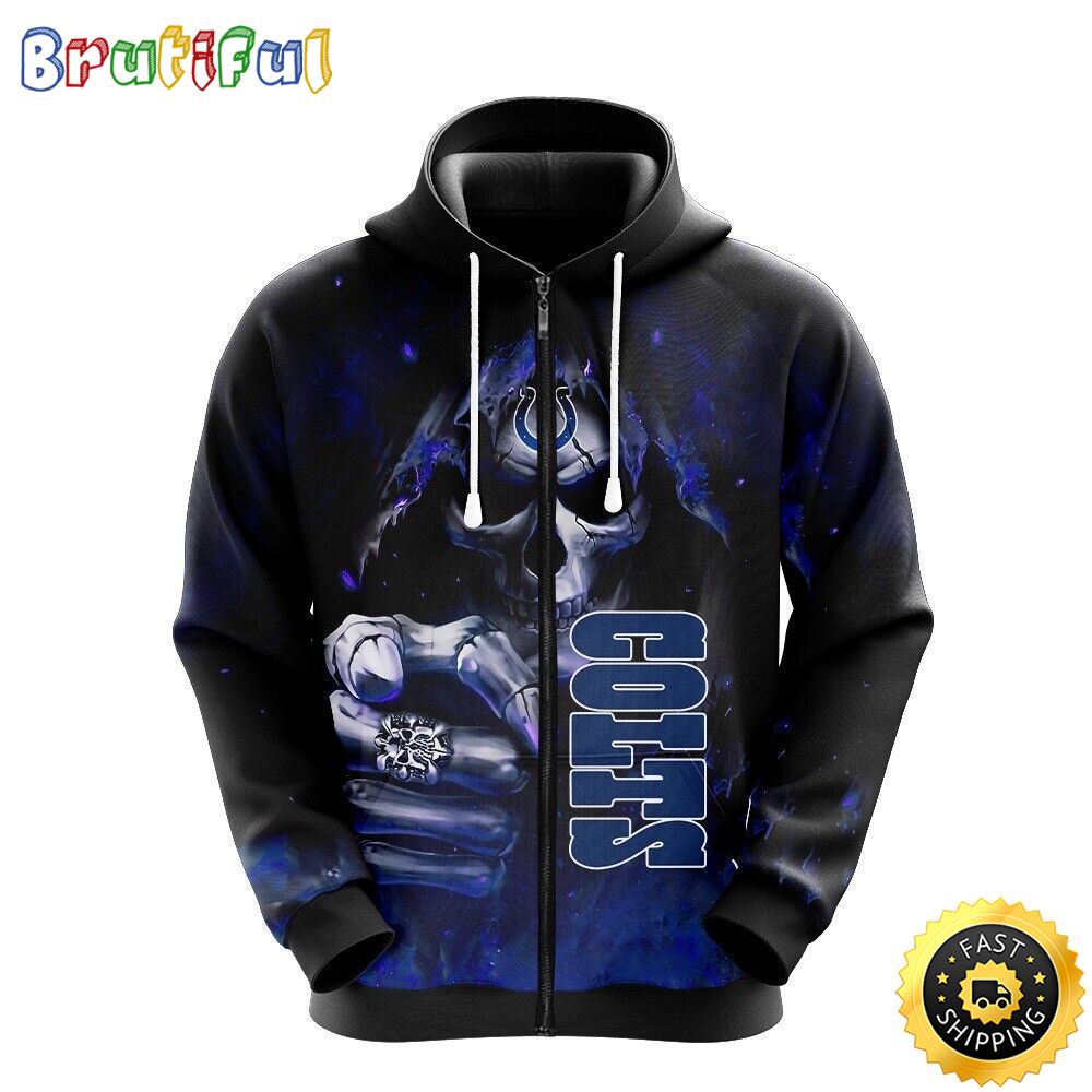 NFL Indianapolis Colts 3D Hoodie All Over Print Skull Show Your Team Spirit