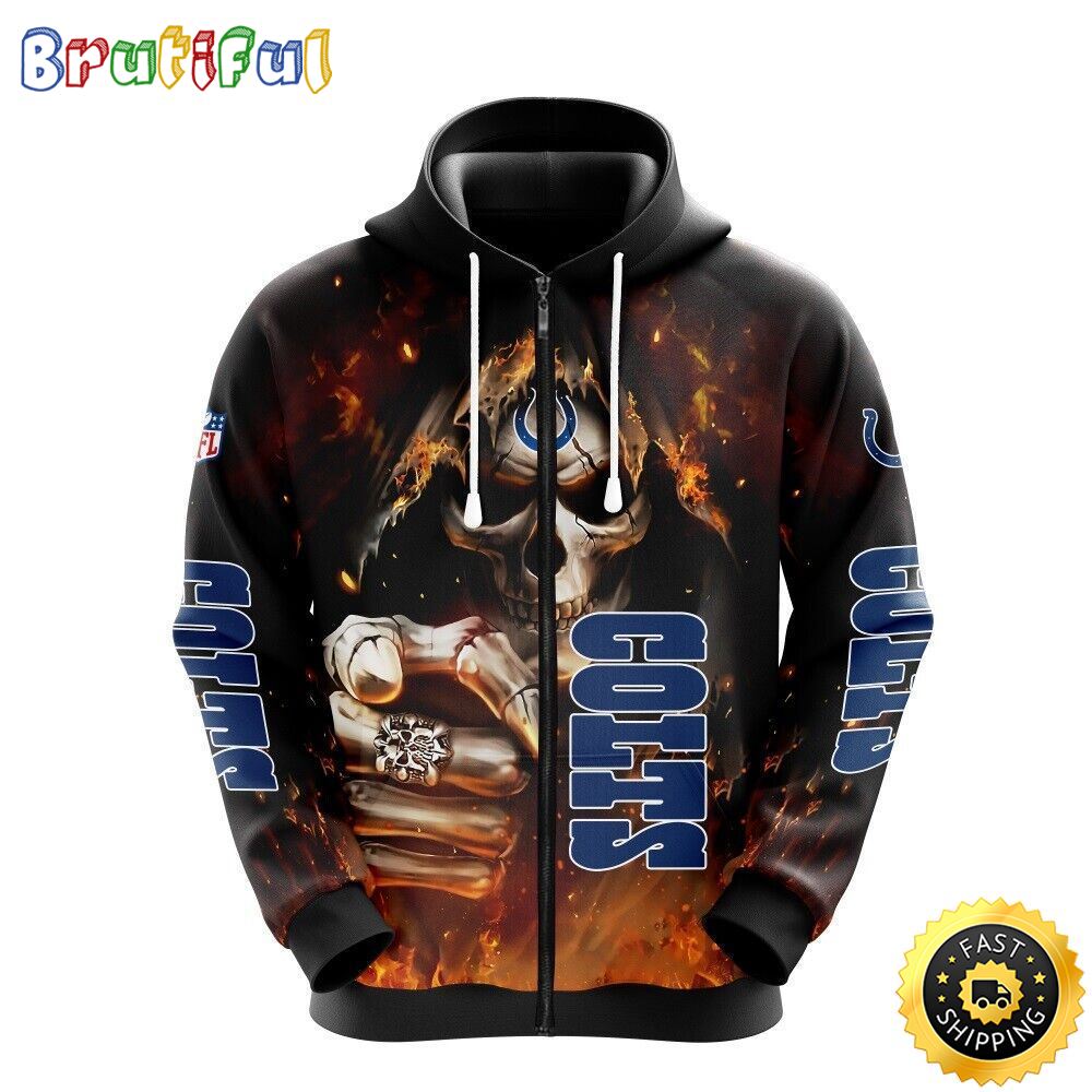 NFL Indianapolis Colts 3D Hoodie All Over Print Skull Stand Out In The Crowd