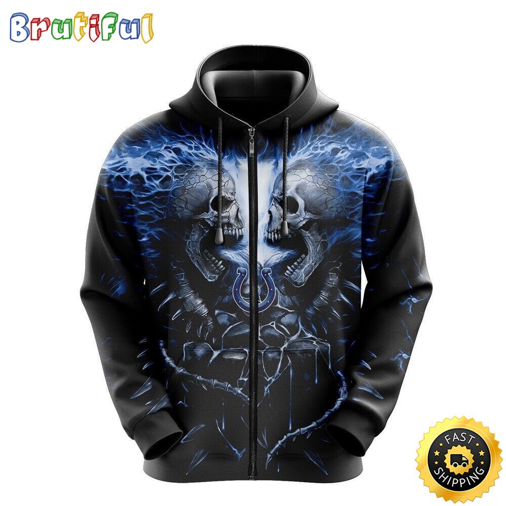 NFL Indianapolis Colts 3D Hoodie All Over Print Skull Stay Cozy and Stylish