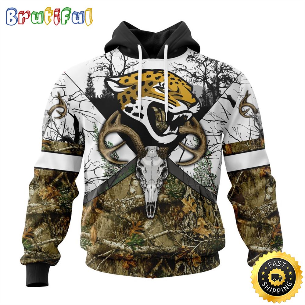 NFL Jacksonville Jaguars 3D Hoodie All Over Print Deer Skull And Forest Pattern Custom Name And Number Hoodie