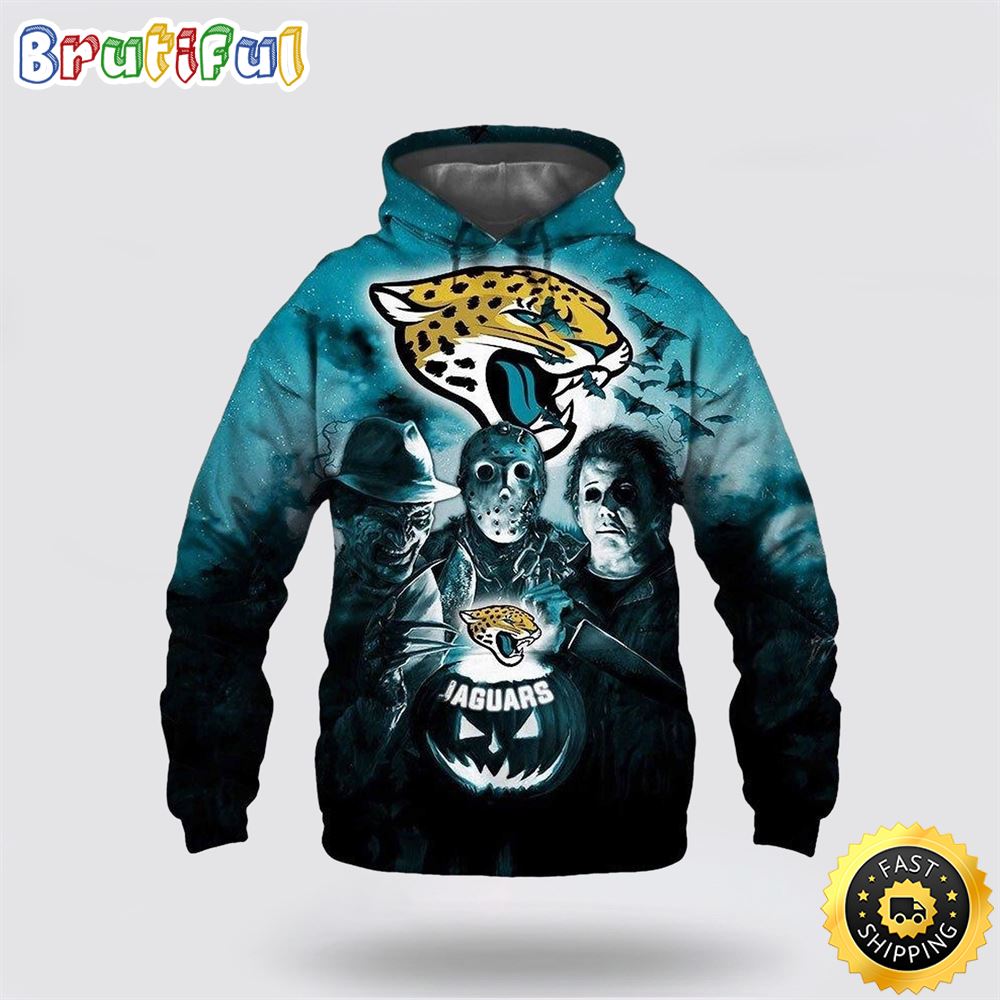 NFL Jacksonville Jaguars All Over Print 3D Hoodie Halloween Horror Night Gift For Football Fans