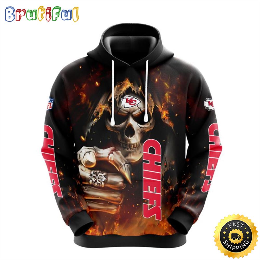 NFL Kansas City Chiefs 3D Hoodie All Over Print Skull Elevate Your Game