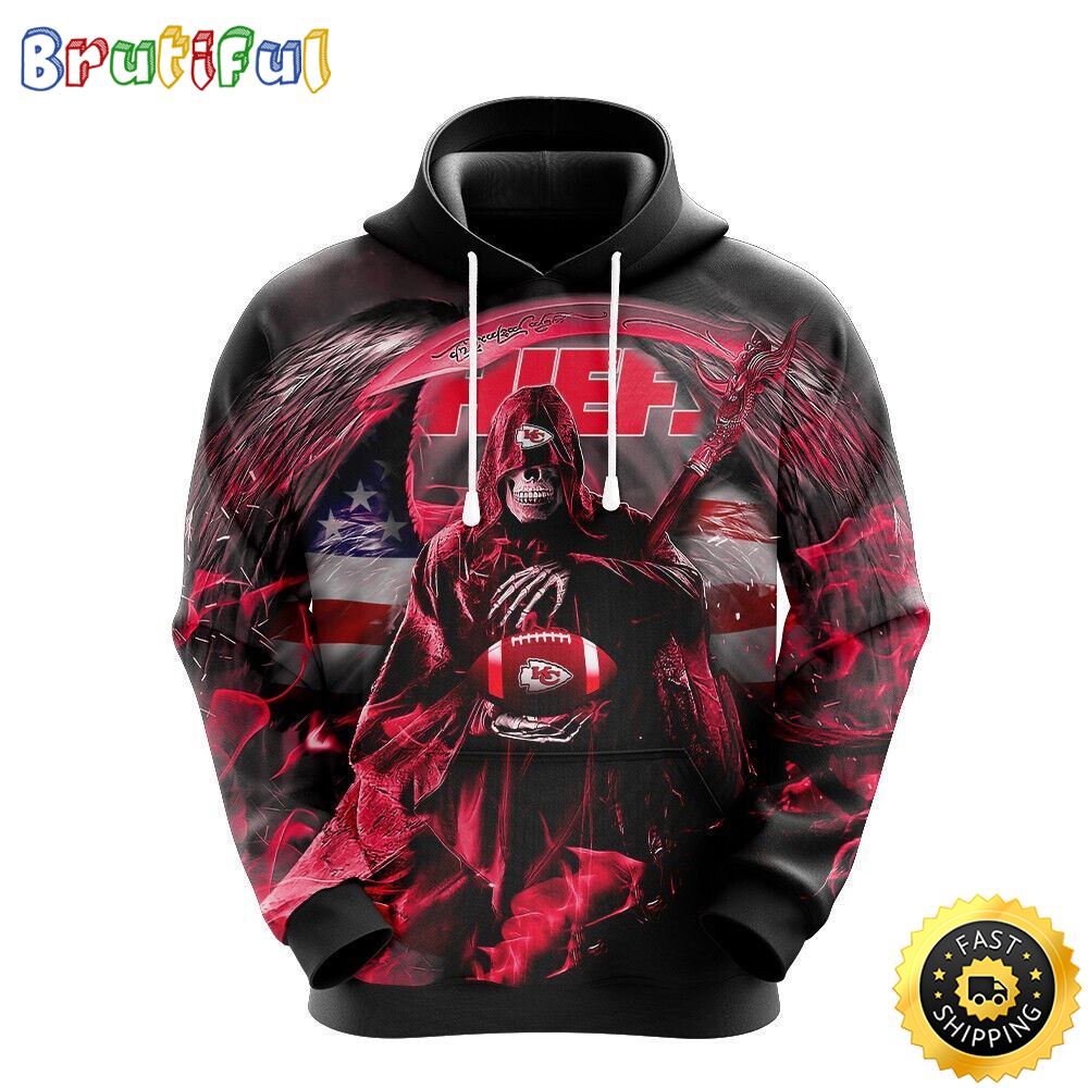 NFL Kansas City Chiefs 3D Hoodie All Over Print Skull Embrace Team Pride